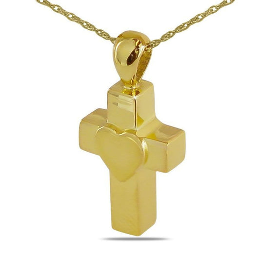 Heart on a Cross Gold Steel Keepsake